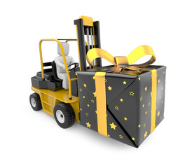 Forklift with gift box