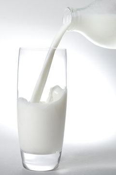 Milk Pouring into a Tall Glass