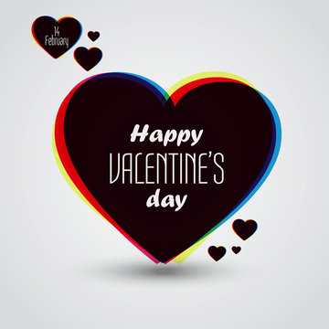 Valentines Day Card With Hearts. Vector