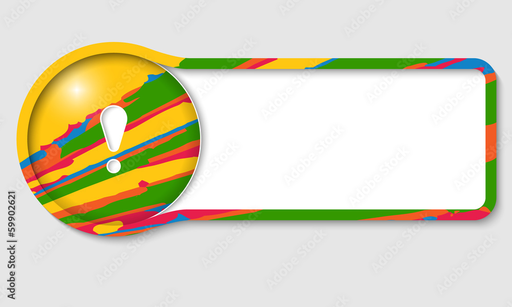 Poster colored text frame for any text and exclamation mark