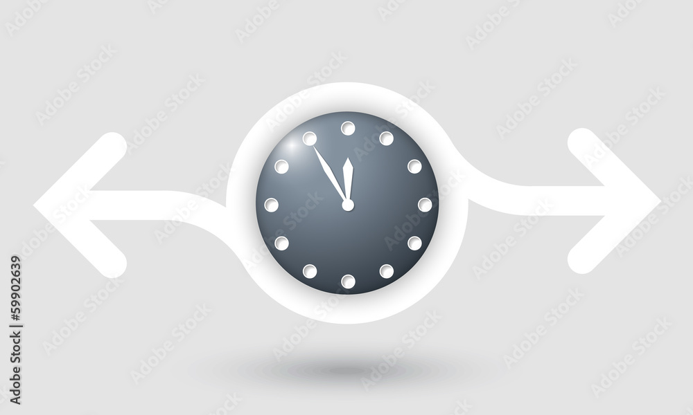 Poster abstract frame with two arrows and clock