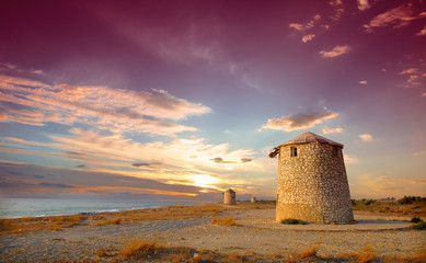 Fototapeta premium Old windmill ai Gyra beach, Lefkada