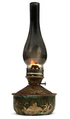 old kerosene lamp isolated on white background