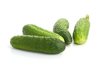 green cucumbers  isolated on white background