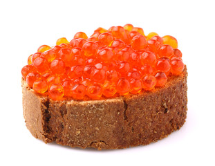 Sandwich with red caviar.