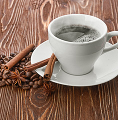coffee cup and beans