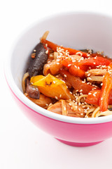 noodle with meat and vegetables