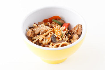 noodle with meat and vegetables