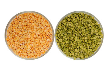 raw green pea and yellow pea
