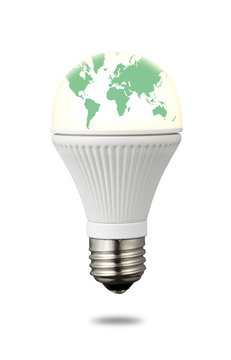 World Map on LED Light Bulb