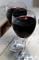 Two glasses of red wine