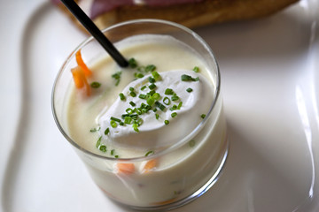 Verrine de mousse de légumes et fromages blanc