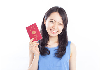Naklejka premium パスポートを持った女性