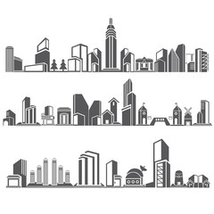 Fototapeta premium cities silhouette icon set, city skyline