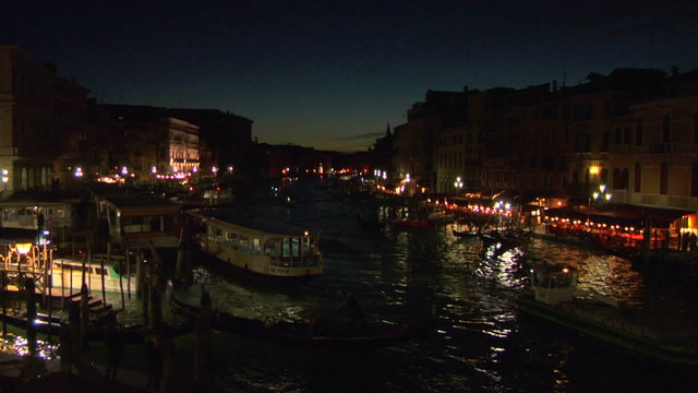 Grand Canal night view from Rialto bridge, Venice (Italy)