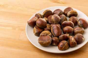 Chestnut in white plate