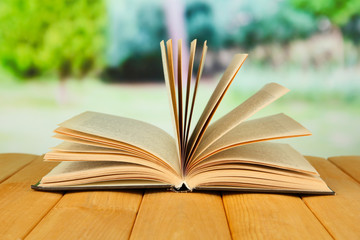 Opened book on bright background