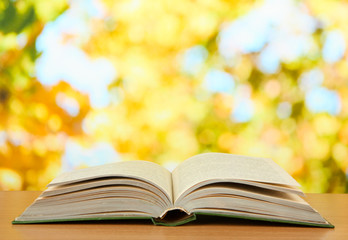 Opened book on bright background