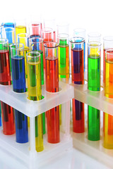 Colorful test tubes isolated on white