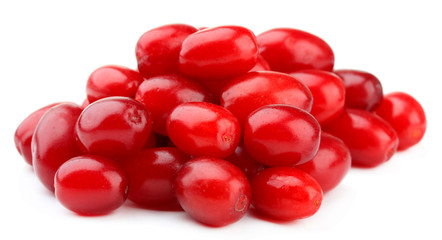 Fresh cornel berries isolated on white