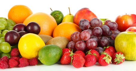 Naklejka na ściany i meble Different fruits isolated on white
