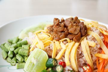Mixed Cooked Rice with Shrimp Paste Sauce