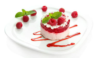 Delicious berry cake isolated on white