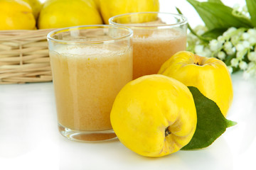 Sweet quince with juice close-up