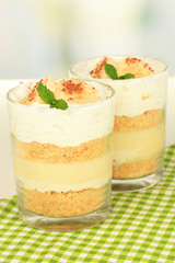 Delicious dessert with banana and caramel