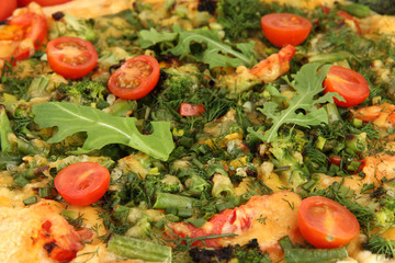 Tasty vegetarian pizza, close up