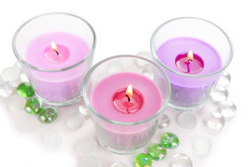 Obraz na płótnie Canvas Beautiful colorful candles isolated on white