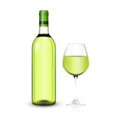 wine bottle with clear glass and bright content illustration