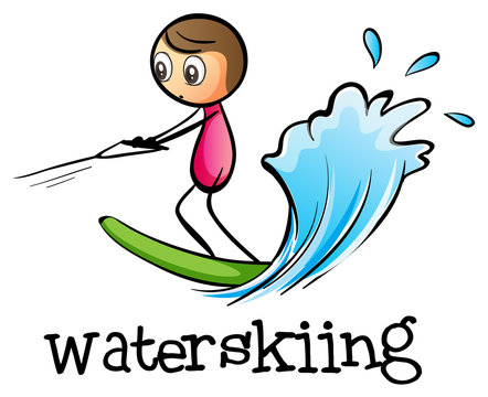 A stickman waterskiing