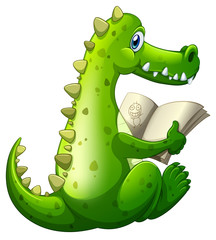 A crocodile reading