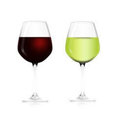 red wine with white wine glass and bright content illustration