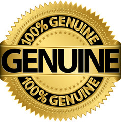 Genuine gold label, vector illustration