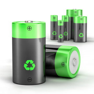 Rechargeable batteries isolated on white