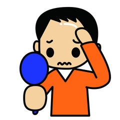 髪を気にする男性