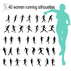 women running silhouettes