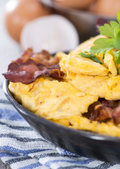 Portion of fresh made Scrambled Eggs