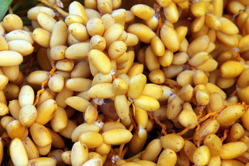 Cut branches of the date palm with yellow fruits