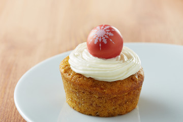 Individual carrot cake on a dish