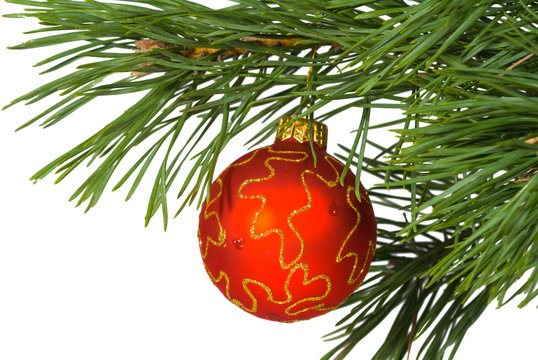 new year toy hanging on a fir