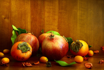 Persimmon, pomegranate and citrus fruits