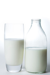 Glass and Bottle of Milk