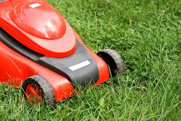 red lawn mower