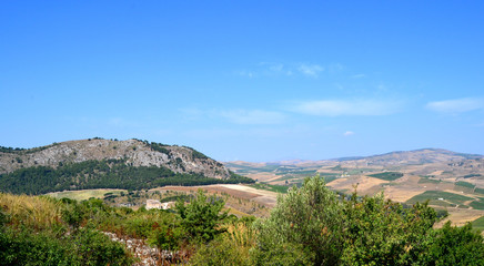 Fototapeta na wymiar View from the hill of Segesta - Trapani, Sicily