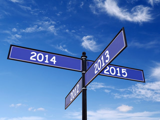 Past and New Year Roadsign