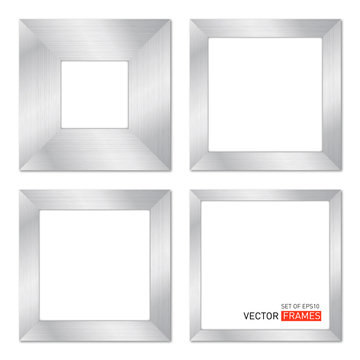 Set Of Vector Frames With Metal Texture