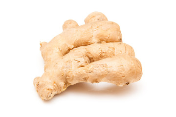 Root ginger isolated on a white studio background.